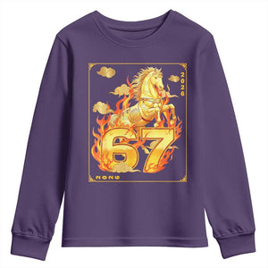 Funny Horse Six Seven Meme Youth Sweatshirt Happy Lunar New Year TS12 Purple Print Your Wear