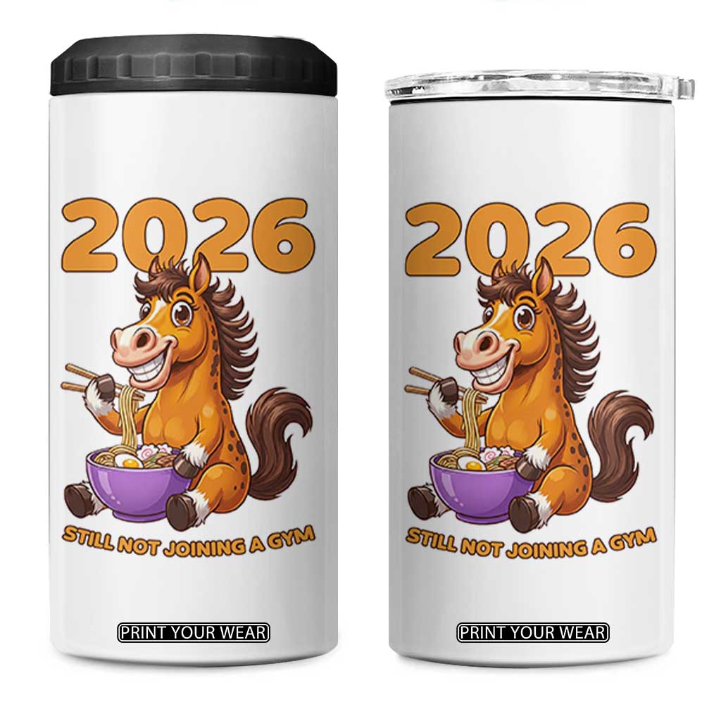 Still Not Joining A Gym Lunar New Year 4 in 1 Can Cooler Tumbler Funny Horse Eating Ramen TS12 One Size: 16 oz White Print Your Wear