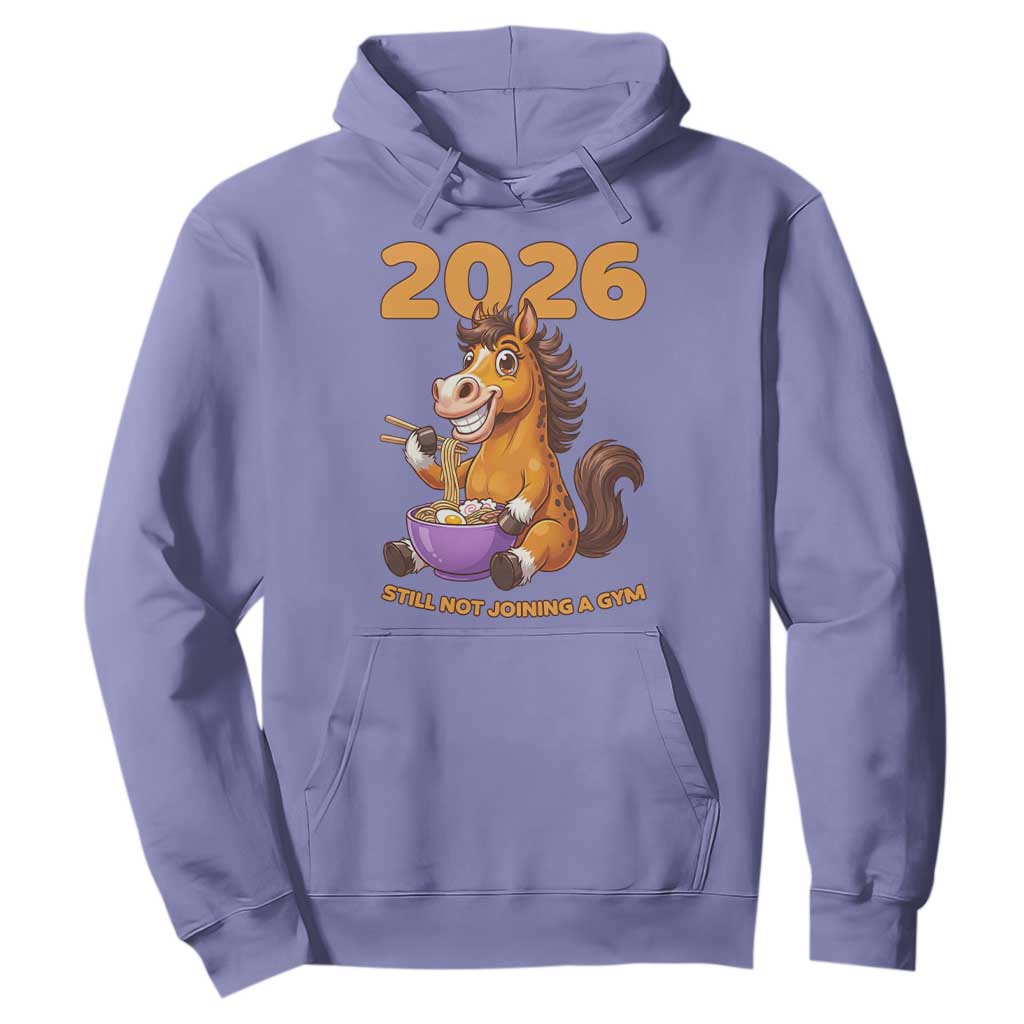 Still Not Joining A Gym Lunar New Year Hoodie Funny Horse Eating Ramen TS12 Violet Print Your Wear