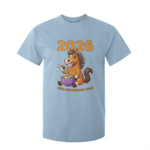 Still Not Joining A Gym Lunar New Year T Shirt For Kid Funny Horse Eating Ramen TS12 Light Blue Print Your Wear