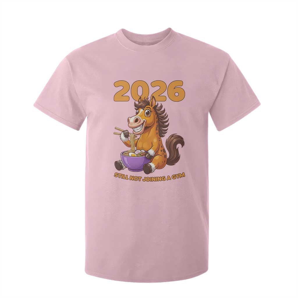 Still Not Joining A Gym Lunar New Year T Shirt For Kid Funny Horse Eating Ramen TS12 Light Pink Print Your Wear