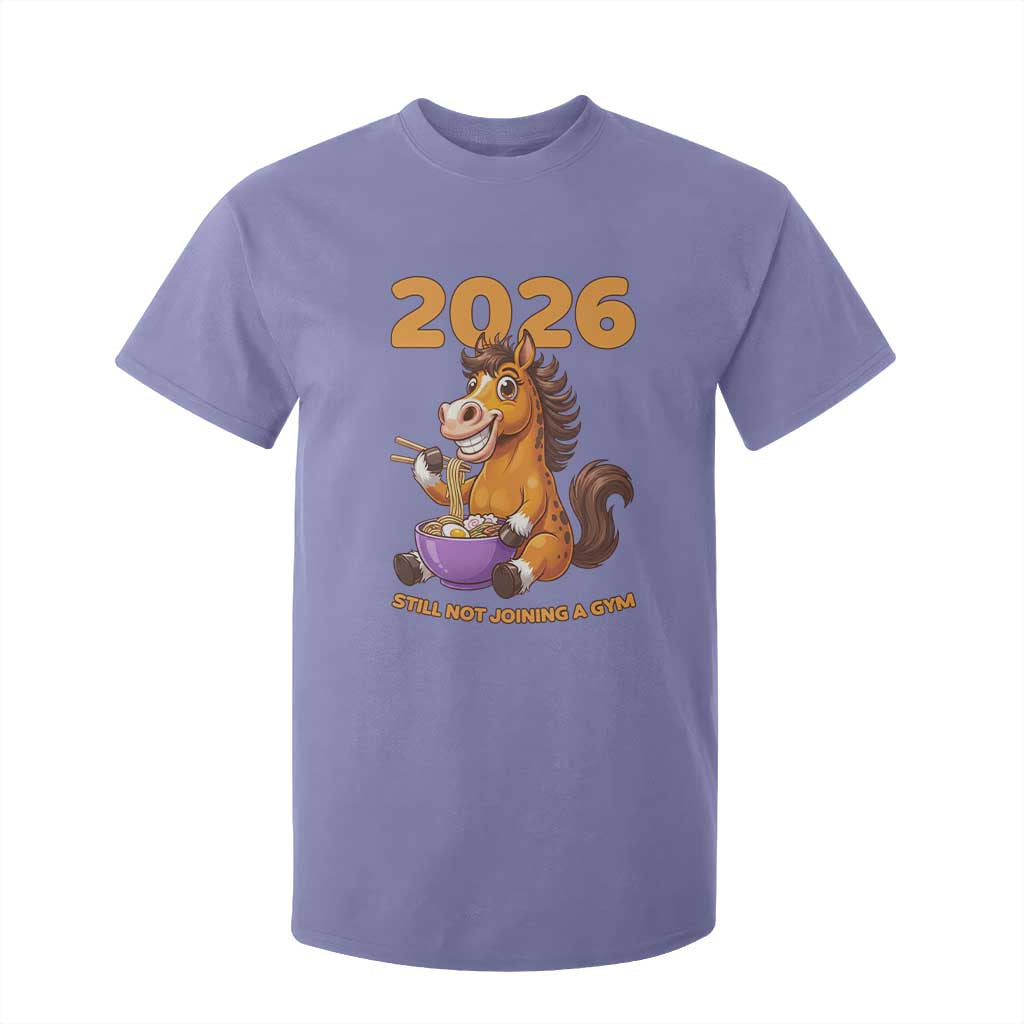 Still Not Joining A Gym Lunar New Year T Shirt For Kid Funny Horse Eating Ramen TS12 Violet Print Your Wear
