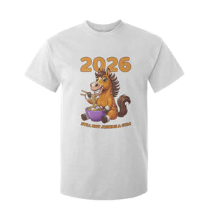 Still Not Joining A Gym Lunar New Year T Shirt For Kid Funny Horse Eating Ramen TS12 White Print Your Wear