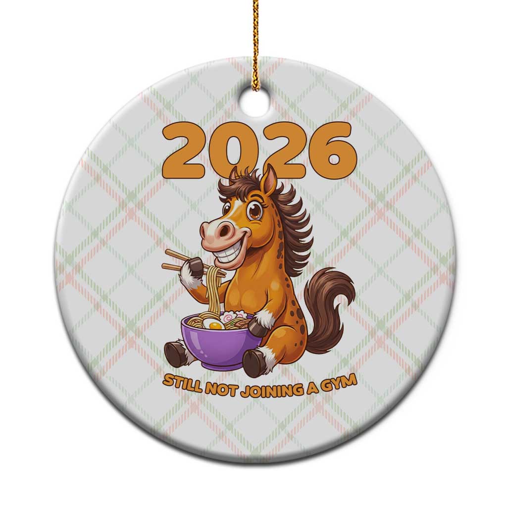 Still Not Joining A Gym Lunar New Year Ceramic Ornament Funny Horse Eating Ramen TS12 1pc Christmas Plaid Print Your Wear