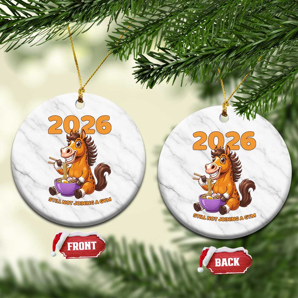 Still Not Joining A Gym Lunar New Year Ceramic Ornament Funny Horse Eating Ramen TS12 1pc White Marble Print Your Wear