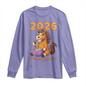 Still Not Joining A Gym Lunar New Year Long Sleeve Shirt Funny Horse Eating Ramen TS12 Violet Print Your Wear