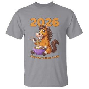 Still Not Joining A Gym Lunar New Year T Shirt Funny Horse Eating Ramen TS12 Sport Gray Print Your Wear