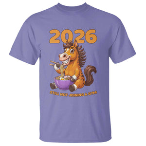 Still Not Joining A Gym Lunar New Year T Shirt Funny Horse Eating Ramen TS12 Violet Print Your Wear