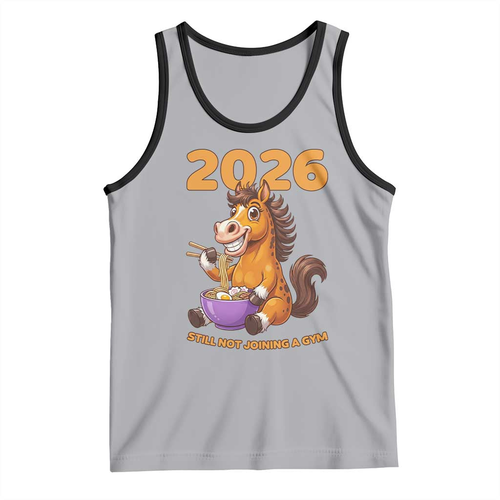 Still Not Joining A Gym Lunar New Year Tank Top Funny Horse Eating Ramen TS12 Athletic Heather Black Print Your Wear