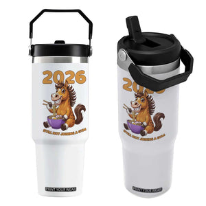 Still Not Joining A Gym Lunar New Year Flip Straw Tumbler Funny Horse Eating Ramen TS12 One Size: 30 oz White Print Your Wear