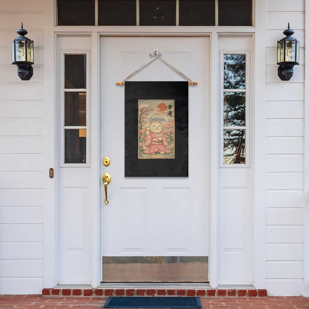 Japanese Anime Maneki Neko Garden Flag Kawaii Waving Cat Good Luck Kanji TS12 Print Your Wear