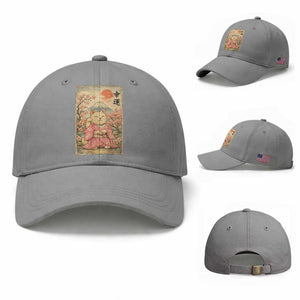 Japanese Anime Maneki Neko Baseball Cap Kawaii Waving Cat Good Luck Kanji TS12 Baseball Cap Universal Fit Sport Gray Print Your Wear