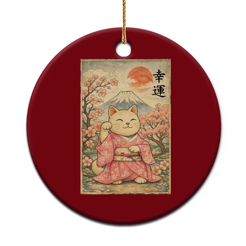 Japanese Anime Maneki Neko Ceramic Ornament Kawaii Waving Cat Good Luck Kanji TS12 1pc Red Print Your Wear