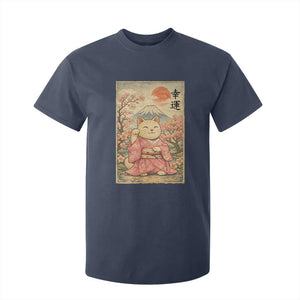 Japanese Anime Maneki Neko T Shirt For Kid Kawaii Waving Cat Good Luck Kanji TS12 Navy Print Your Wear