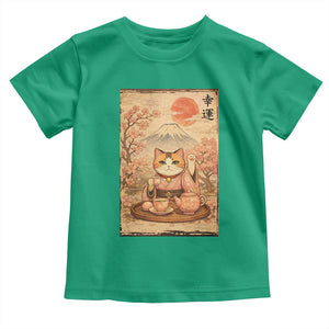 Japanese Maneki Neko Drinking Tea Kawaii Lucky Cat Toddler T Shirt TS12 Irish Green Print Your Wear