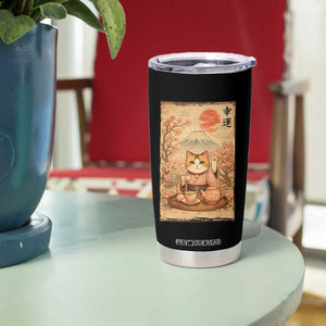 Japanese Maneki Neko Drinking Tea Kawaii Lucky Cat Tumbler Cup TS12 Print Your Wear