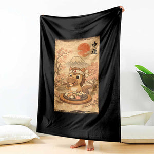 Funny Horse Eating Sushi Throw Blanket Japanese Noodle Lover TS12 Print Your Wear