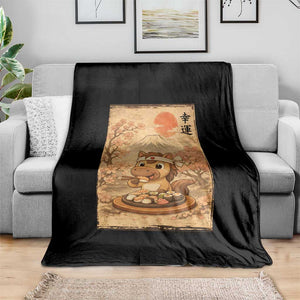 Funny Horse Eating Sushi Throw Blanket Japanese Noodle Lover TS12 Print Your Wear