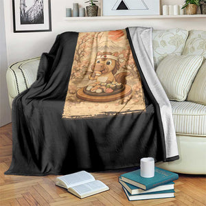 Funny Horse Eating Sushi Throw Blanket Japanese Noodle Lover TS12 Print Your Wear