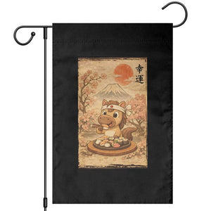 Funny Horse Eating Sushi Garden Flag Japanese Noodle Lover TS12 Black Print Your Wear
