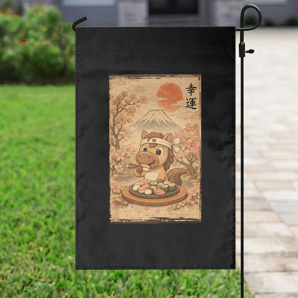 Funny Horse Eating Sushi Garden Flag Japanese Noodle Lover TS12 Print Your Wear
