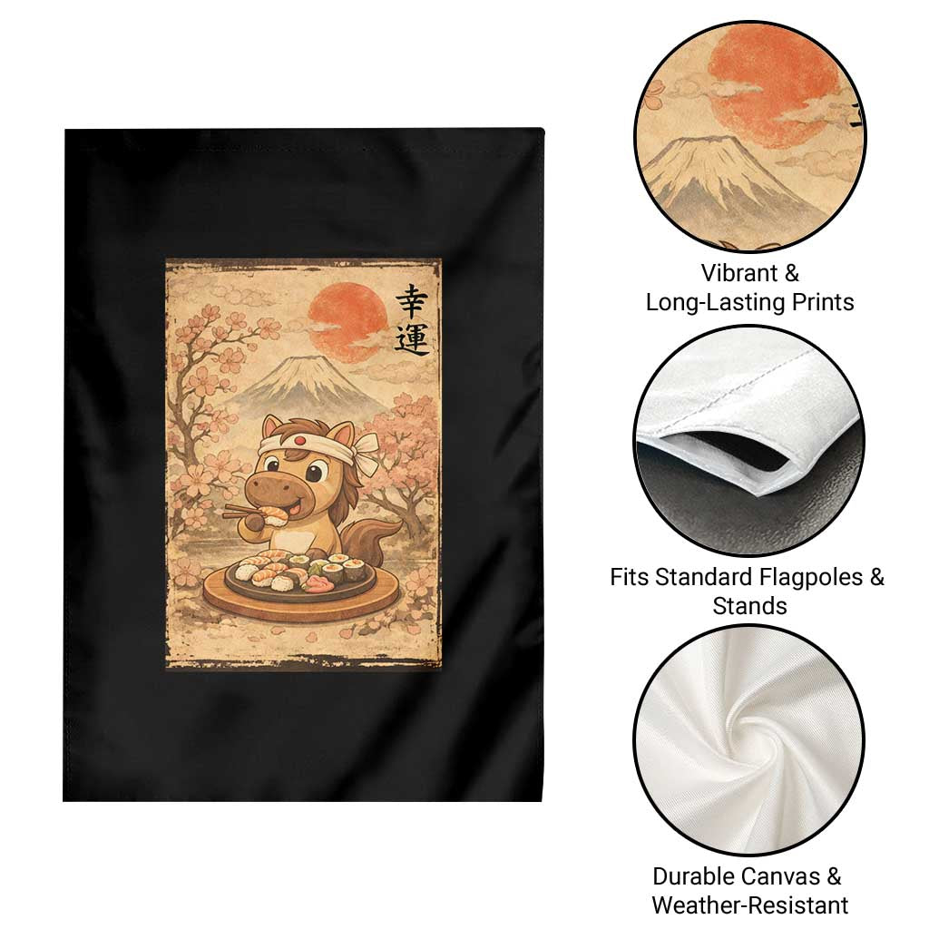 Funny Horse Eating Sushi Garden Flag Japanese Noodle Lover TS12 Print Your Wear