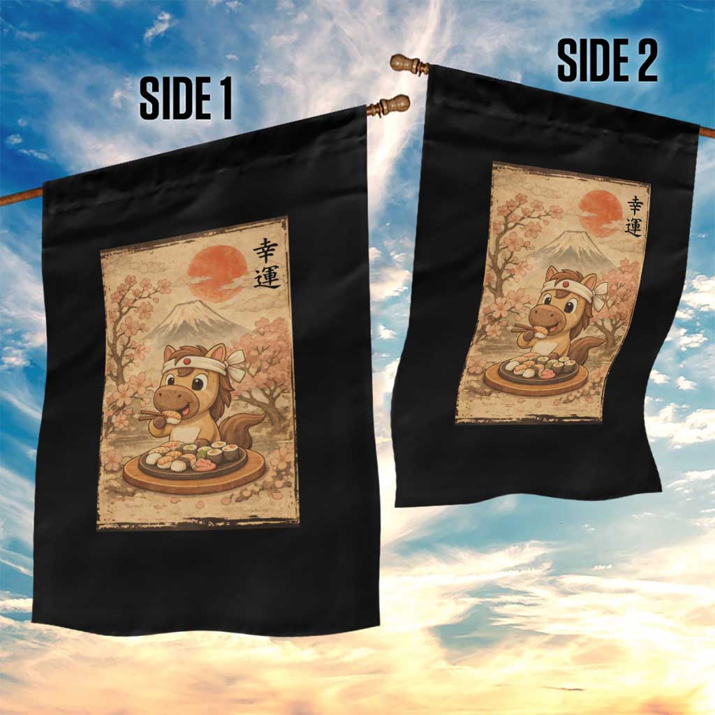 Funny Horse Eating Sushi Garden Flag Japanese Noodle Lover TS12 Print Your Wear