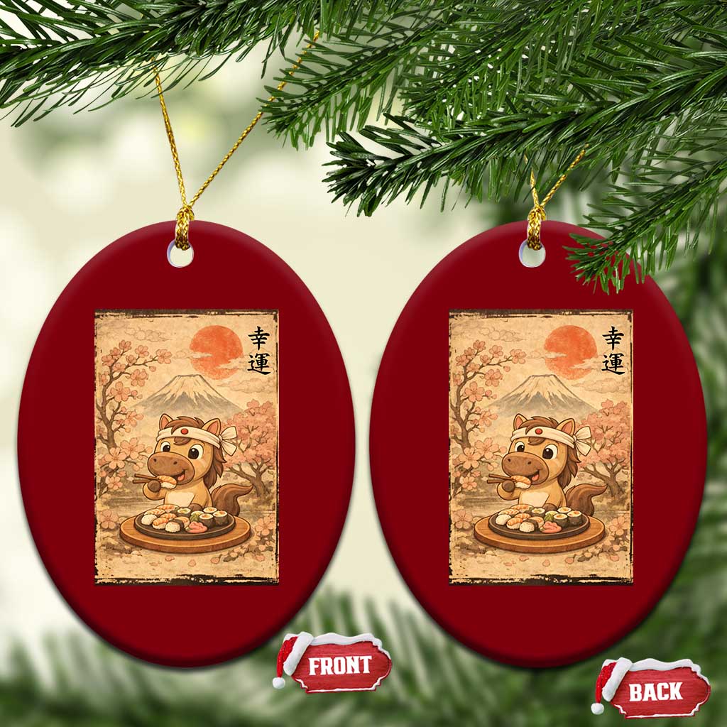 Funny Horse Eating Sushi Ceramic Ornament Japanese Noodle Lover TS12 Print Your Wear