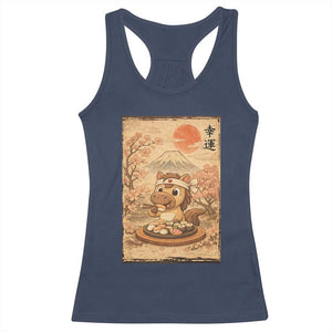 Funny Horse Eating Sushi Racerback Tank Top Japanese Noodle Lover TS12 Navy Print Your Wear