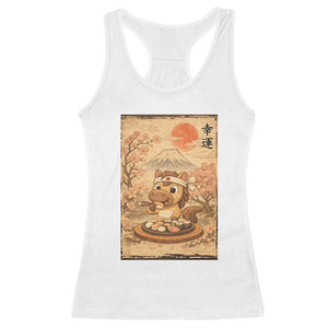 Funny Horse Eating Sushi Racerback Tank Top Japanese Noodle Lover TS12 White Print Your Wear