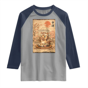 Funny Horse Eating Sushi Raglan Shirt Japanese Noodle Lover TS12 Sport Gray Navy Print Your Wear