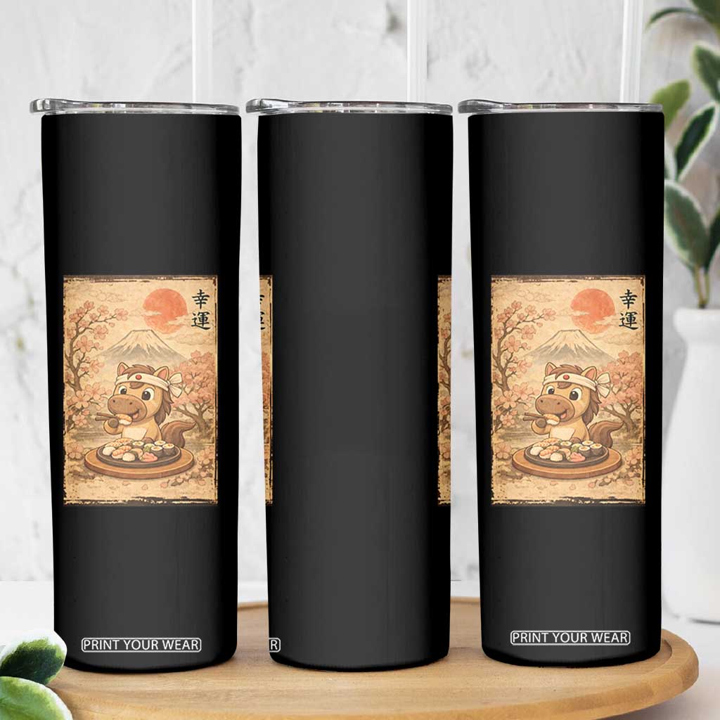 Funny Horse Eating Sushi Skinny Tumbler Japanese Noodle Lover TS12 Print Your Wear