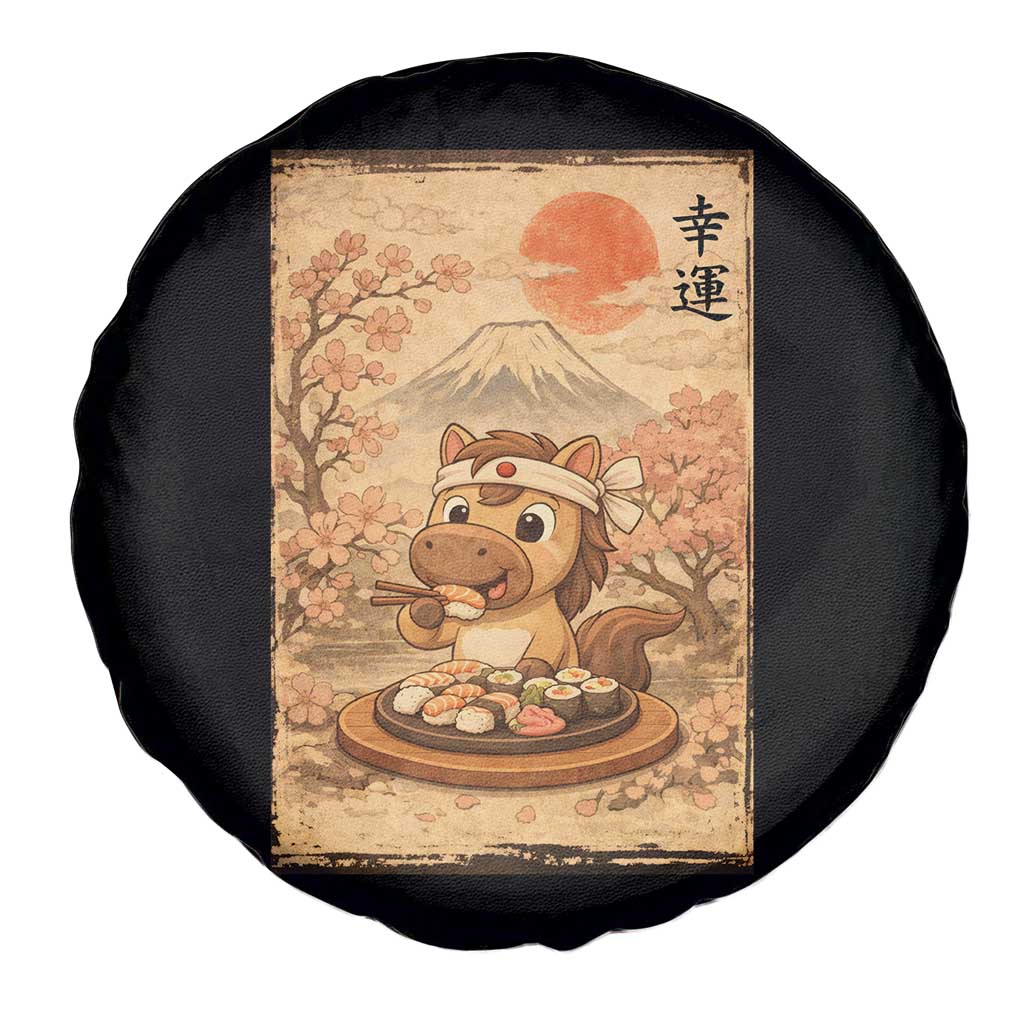 Funny Horse Eating Sushi Spare Tire Cover Japanese Noodle Lover TS12 Print Your Wear