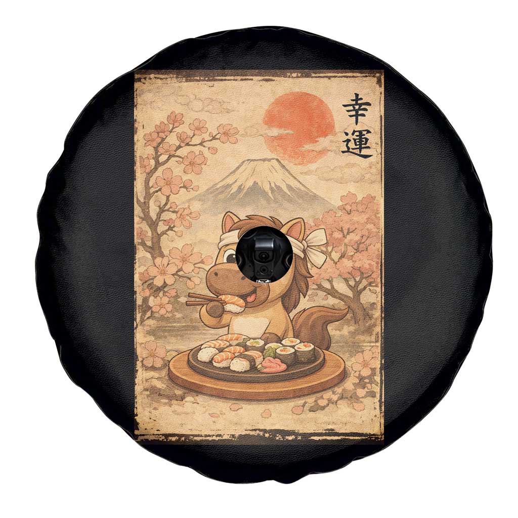 Funny Horse Eating Sushi Spare Tire Cover Japanese Noodle Lover TS12 Print Your Wear