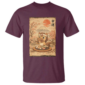 Funny Horse Eating Sushi T Shirt Japanese Noodle Lover TS12 Maroon Print Your Wear