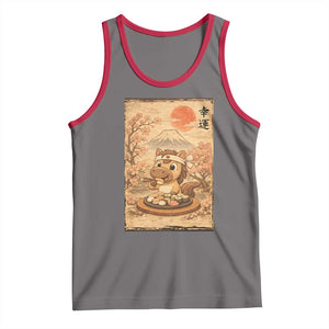 Funny Horse Eating Sushi Tank Top Japanese Noodle Lover TS12 Deep Heather Red Print Your Wear