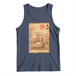 Funny Horse Eating Sushi Tank Top Japanese Noodle Lover TS12 Navy Print Your Wear
