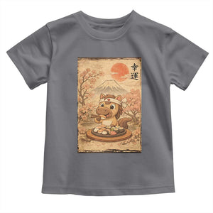 Funny Horse Eating Sushi Toddler T Shirt Japanese Noodle Lover TS12 Charcoal Print Your Wear
