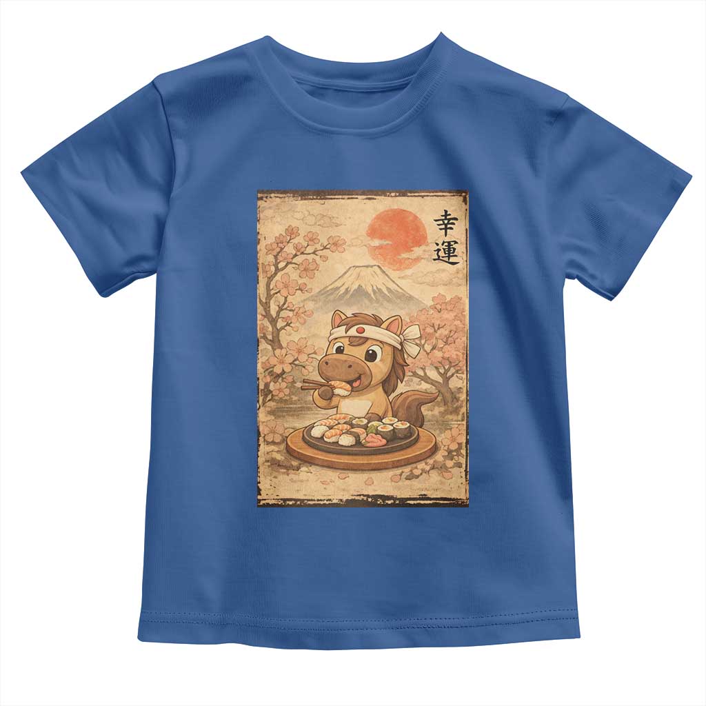 Funny Horse Eating Sushi Toddler T Shirt Japanese Noodle Lover TS12 Royal Blue Print Your Wear