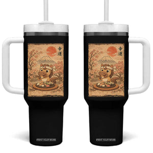 Funny Horse Eating Sushi Tumbler With Handle Japanese Noodle Lover TS12 One Size: 40 oz Black Print Your Wear