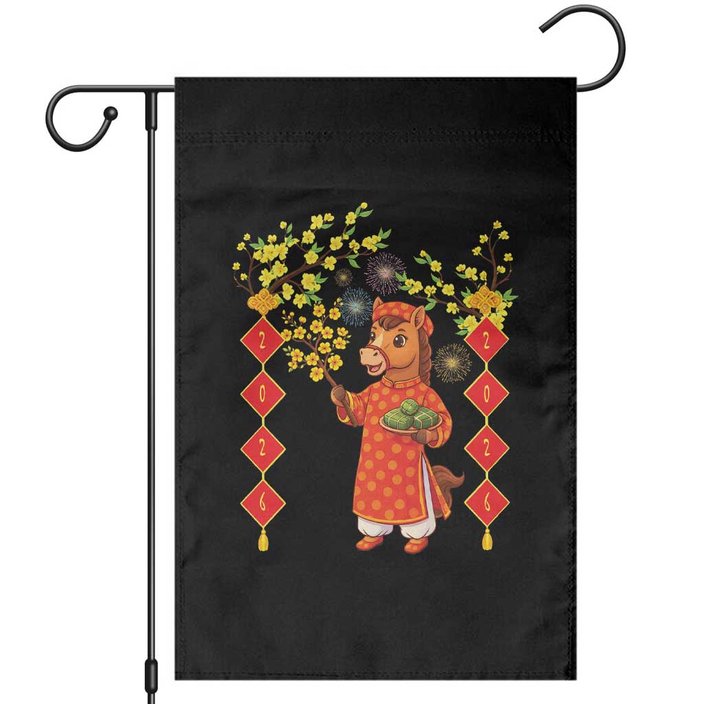 Funny Tet Holiday Garden Flag Cute Horse In Ao Dai TS12 Black Print Your Wear