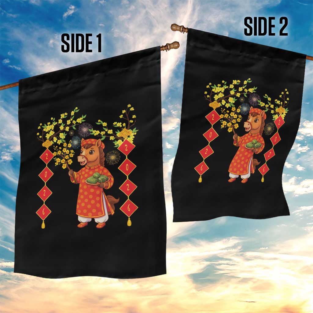 Funny Tet Holiday Garden Flag Cute Horse In Ao Dai TS12 Print Your Wear