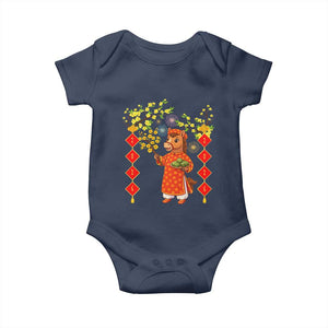 Funny Tet Holiday Baby Onesie Cute Horse In Ao Dai TS12 Navy Print Your Wear