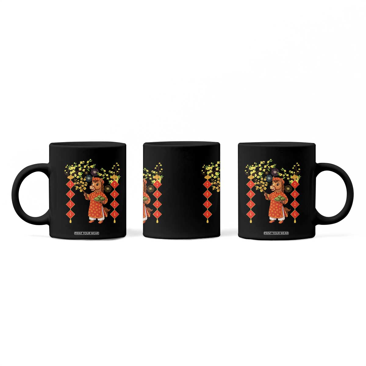 Funny Tet Holiday Coffee Mug Cute Horse In Ao Dai TS12 Print Your Wear
