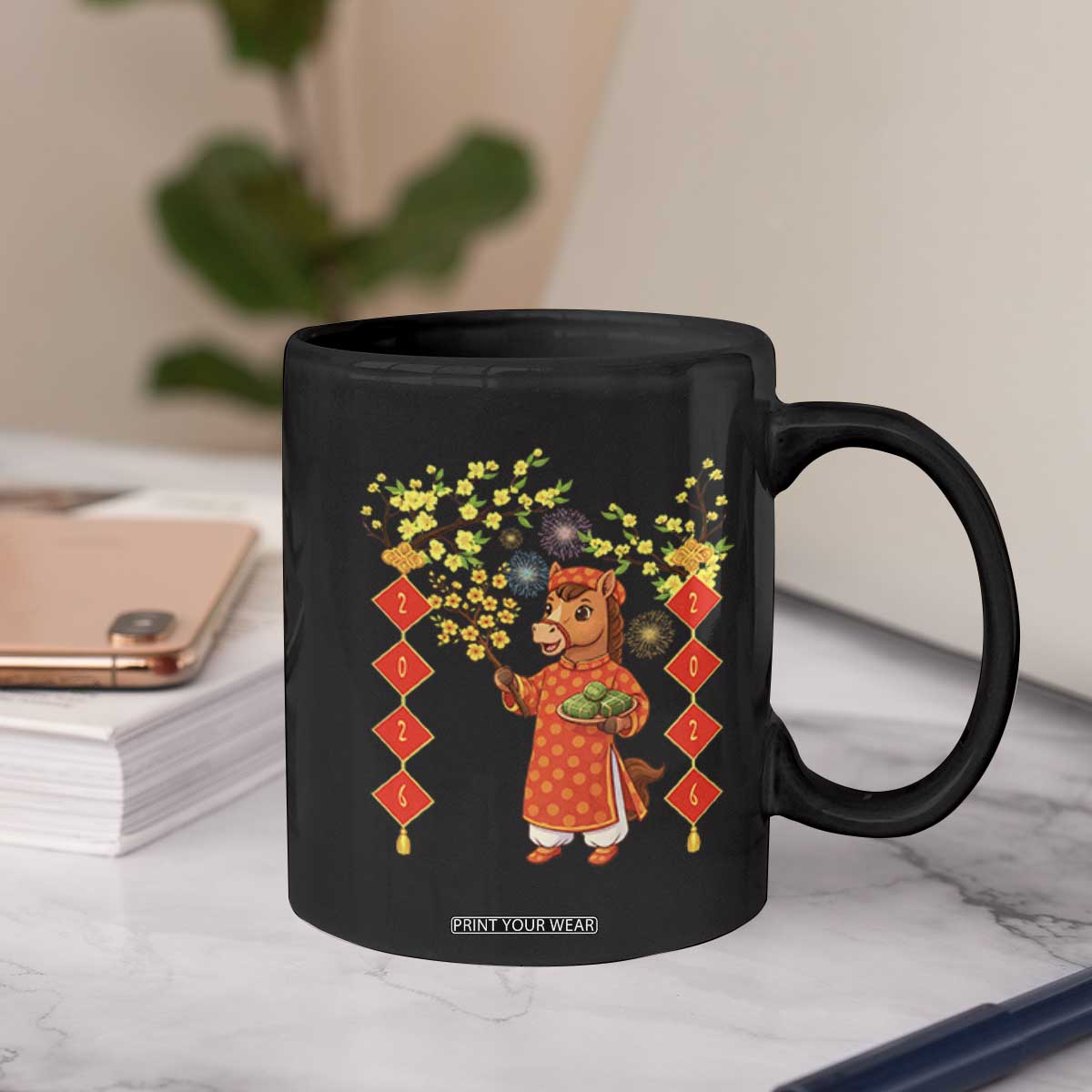 Funny Tet Holiday Coffee Mug Cute Horse In Ao Dai TS12 Print Your Wear