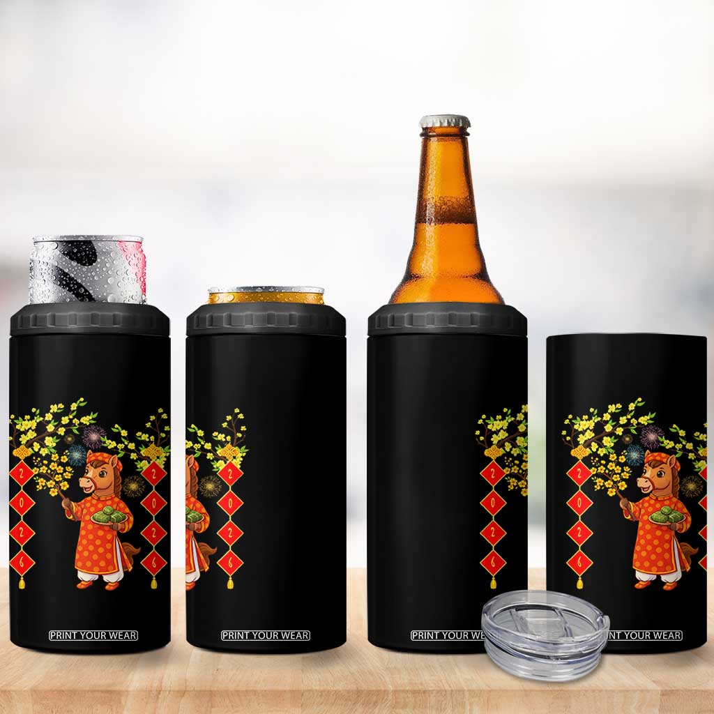 Funny Tet Holiday 4 in 1 Can Cooler Tumbler Cute Horse In Ao Dai TS12 Print Your Wear