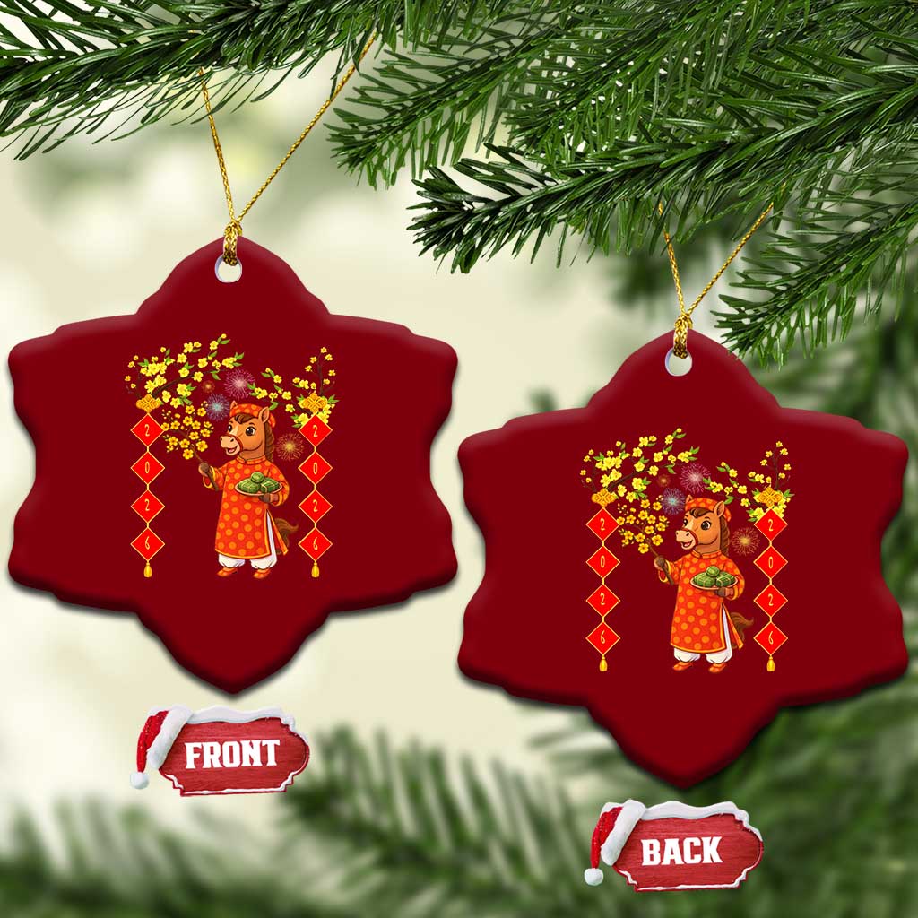 Funny Tet Holiday Ceramic Ornament Cute Horse In Ao Dai TS12 Print Your Wear