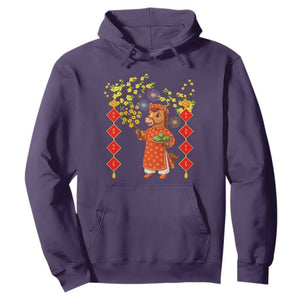 Funny Tet Holiday Hoodie Cute Horse In Ao Dai TS12 Purple Print Your Wear