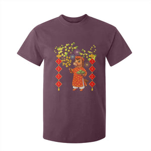 Funny Tet Holiday T Shirt For Kid Cute Horse In Ao Dai TS12 Maroon Print Your Wear
