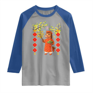 Funny Tet Holiday Raglan Shirt Cute Horse In Ao Dai TS12 Sport Gray Royal Print Your Wear